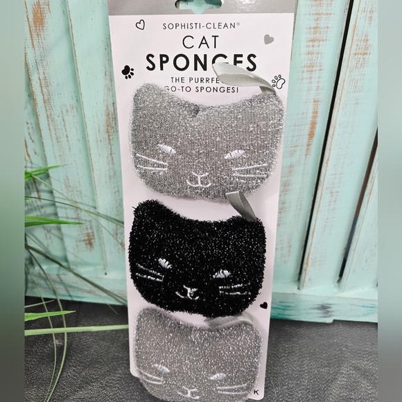 NEW Three Piece Kitty Sponge Set - Black and Gray - Picture 2 of 3